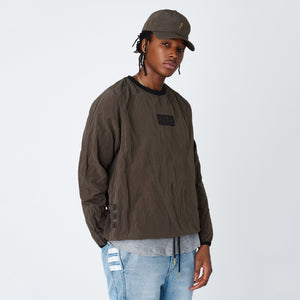 Kith L/S Crinkle Nylon Johnson Crewneck - Black Olive