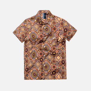 Kith Satin Geometric Tile Print Camp Shirt - Tumeric